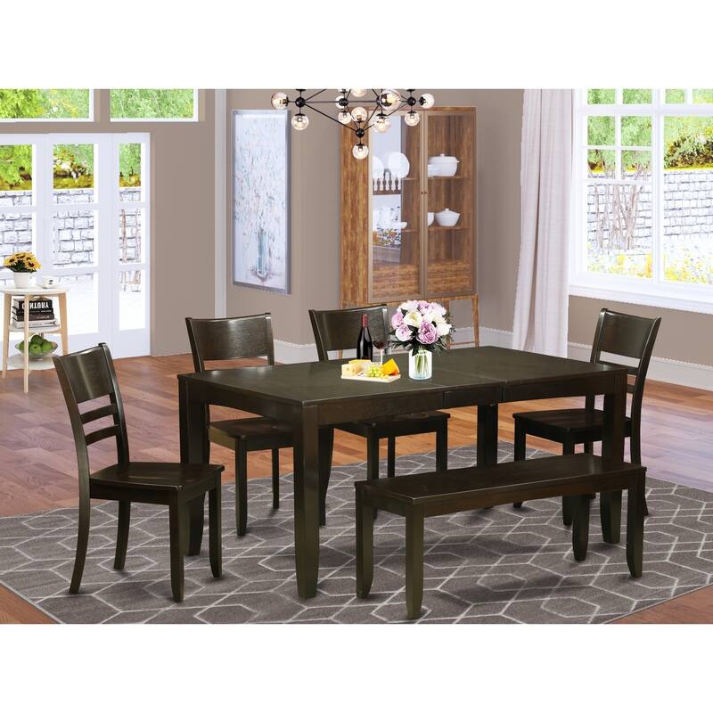 Farmhouse Dining Set - Table with Leaf & Chairs - Kitchen Dining Room Furniture