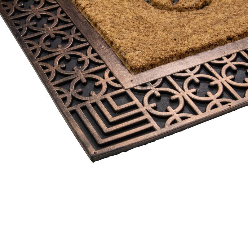 Gold and Natural Coir Rectangular "Welcome" Doormat 23" x 35" - 35