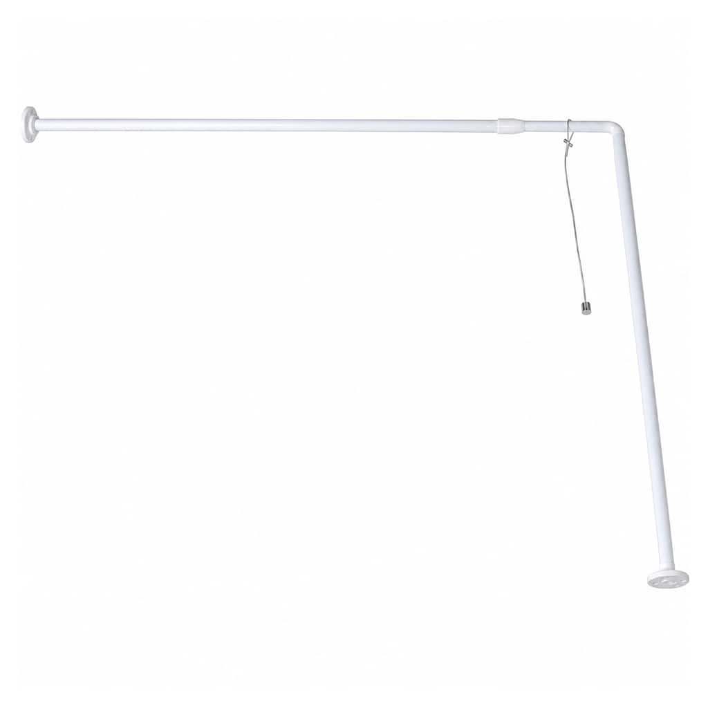 Wall Mounted Adjustable L-Shaped Corner Bathtub Curtain Rod 37" to 71"L White