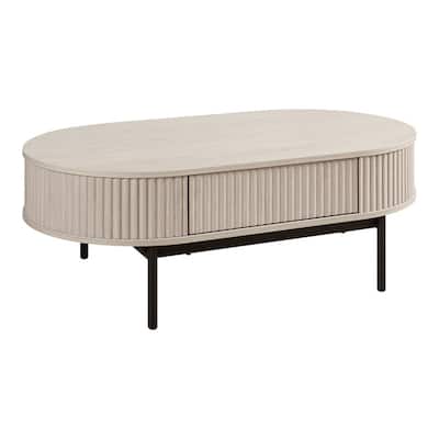 Rosary Blenn Oval Fluted Coffee Table with Drawer