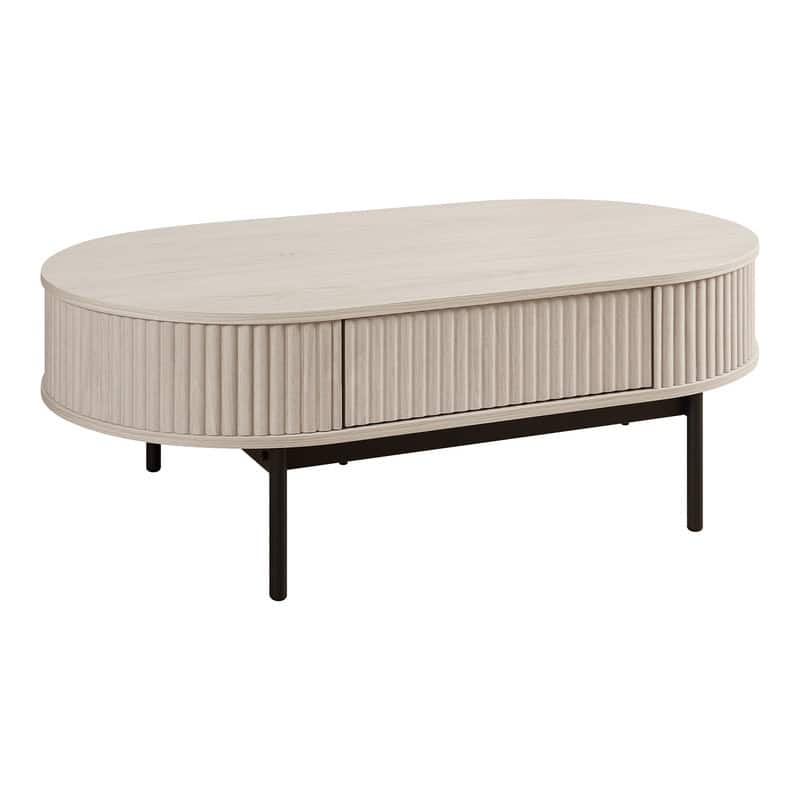 Rosary Blenn Oval Fluted Coffee Table with Drawer