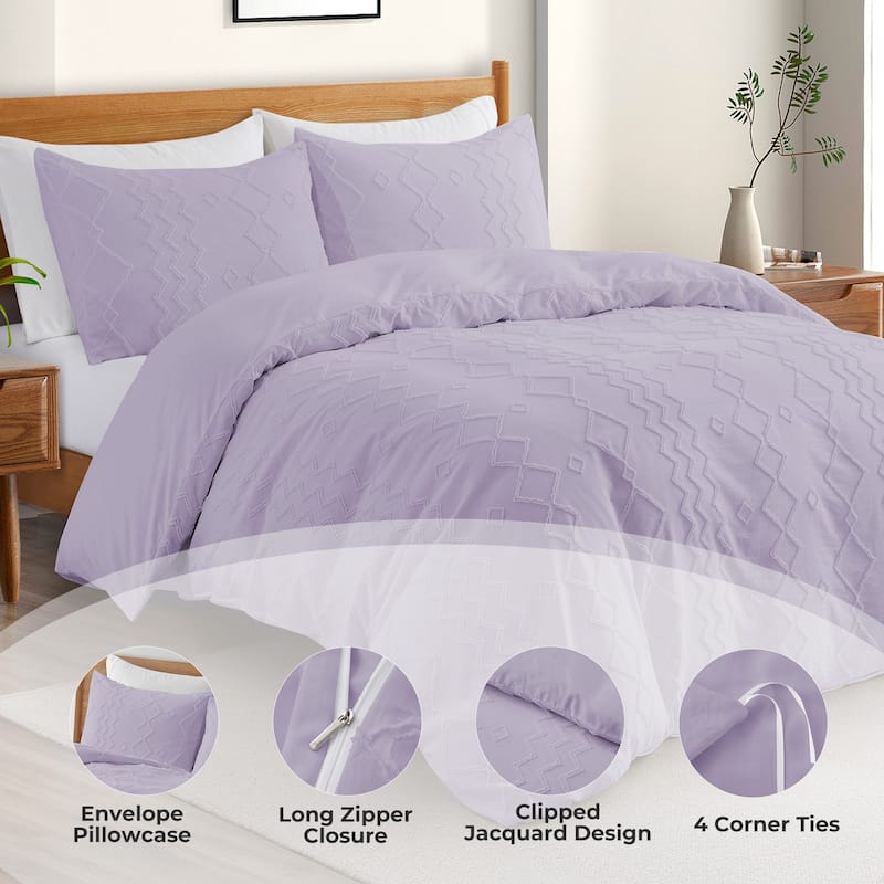 Clipped Jacquard Geometric Duvet Cover & Pillowcase Set