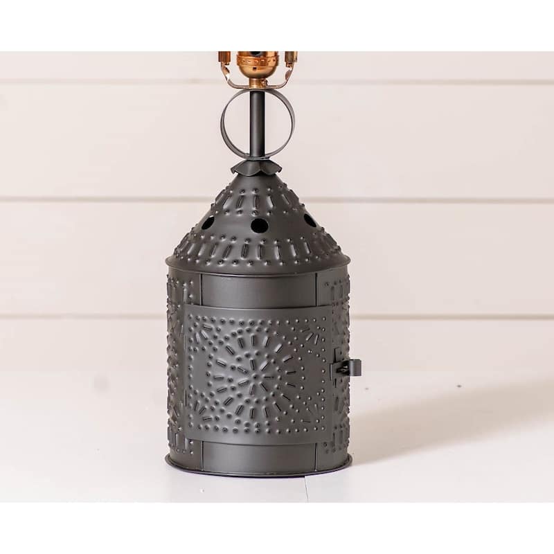 Irvins Country Tinware Paul Revere Lamp Base In Smokey Black - 21.5 X 6 X 6 inches