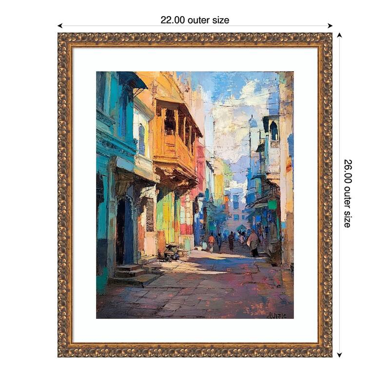 The City Street by Tradelink inhouse artist Wood Framed Wall Art Print - Antique Bronze - 22 x 26 in
