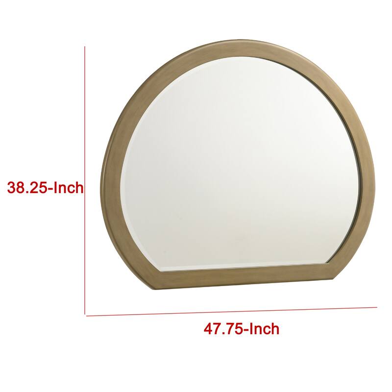 Heon Dresser Mirror, Natural Brown Wood, Subtle Rounded Shape, 38 Inch - Natural Pine Brown