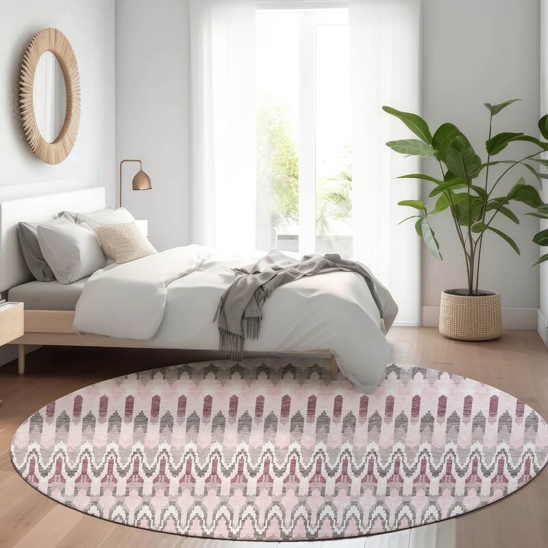 Premium Washable Super Soft Modern Flair Mayfield Rug - Pink - 8' x 8'