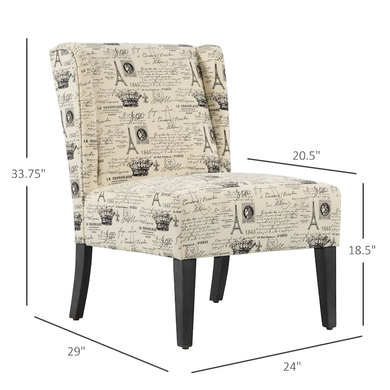 HOMCOM Upholstered Armless Accent Chair, Leisure Side Chair with Wingback