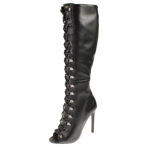 knee high boots heels open toe