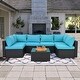 preview thumbnail 1 of 3, 7 Pieces Patio Furniture Sets,Luxury Outdoor All Weather PE Rattan Wicker Lawn Conversation Sets,Garden Sofa Set