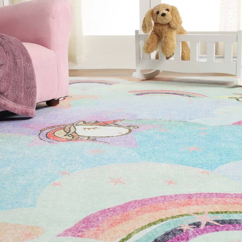 Unicorn Rainbow Colorful Playroom Indoor Area Rug by Superior