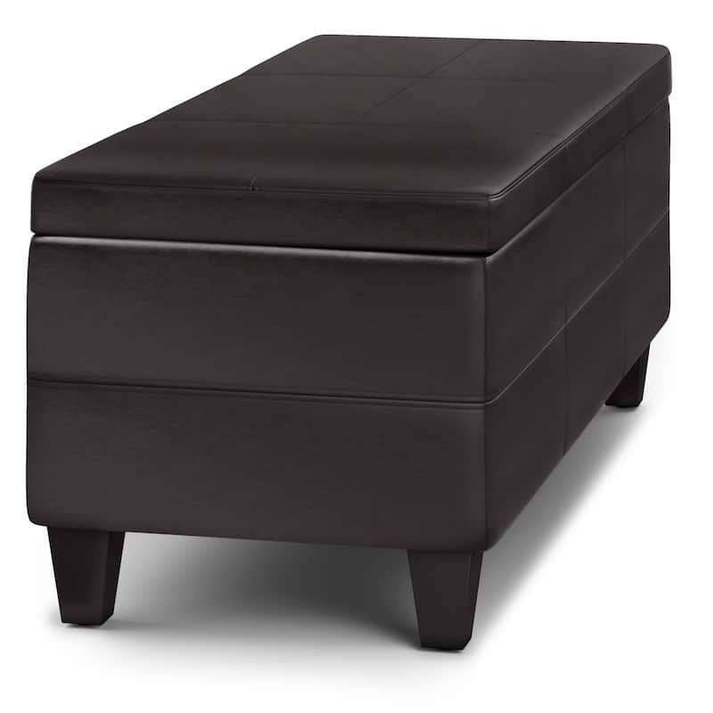 WYNDENHALL Franklin 44 inch Wide Contemporary Rectangle Storage Ottoman in Faux Leather