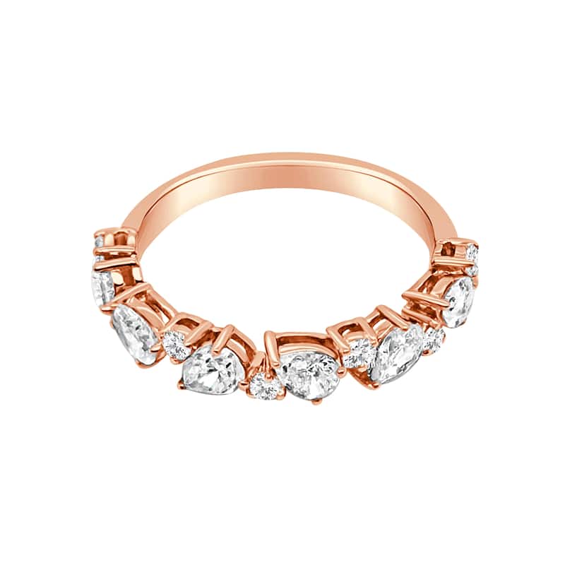 Auriya 14k Gold Lab Grown Pear and Round Diamond Scatter Band 0.96 ct. tw. (F-G, VS)