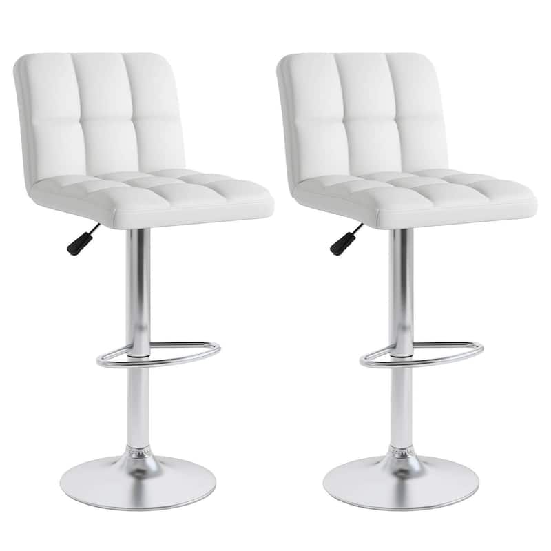 Costway Modern Swivel Bar Stools Set of 2 with Heavy-duty Metal Base & - See Details - White