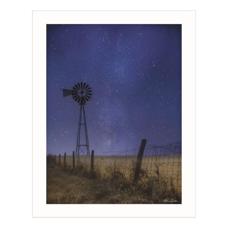 TrendyDecor4U "Starlit Night" Framed Print Wall Art - White
