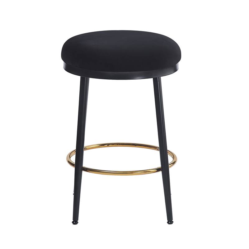 Altrium Modern Upholstered 24.75-Inch Round Backless Counter Stools with Iron Frame (Set of 4) by Christopher Knight Home