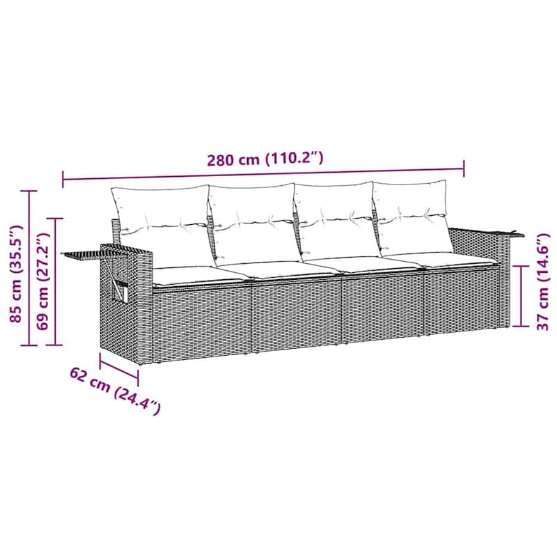 vidaXL Garden Sofa Set Black