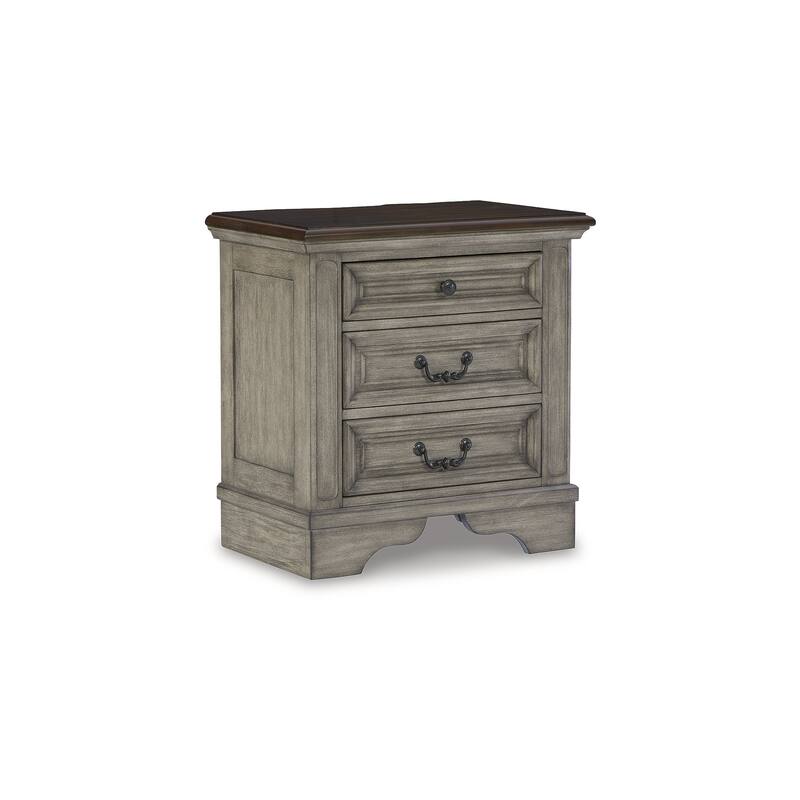 Ashley Furniture Lodenbay Black & Gray 3 Drawer Night Stand with Charging Station