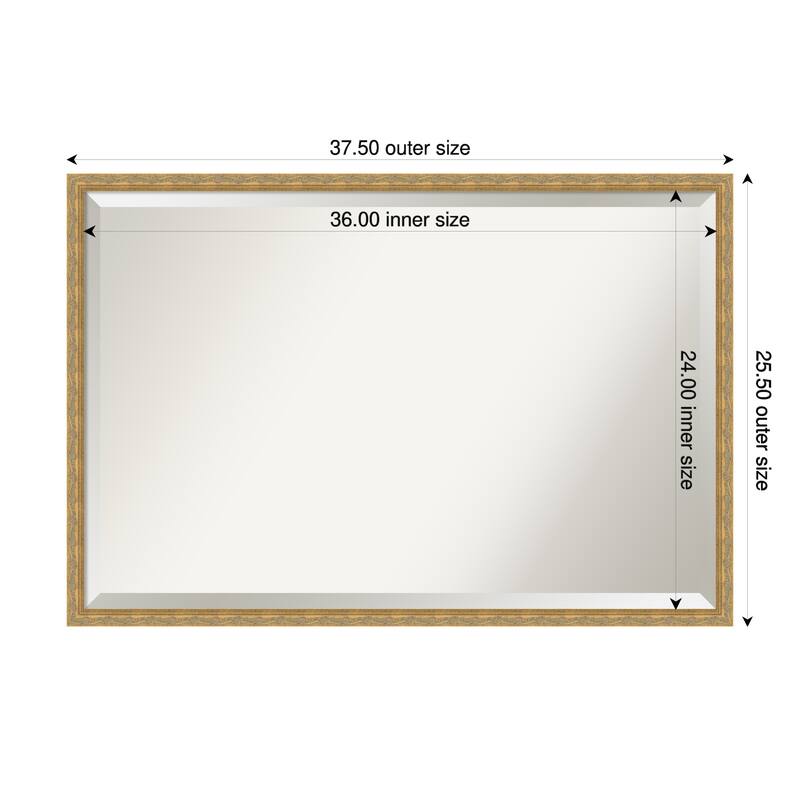 Mila Beveled Wood Framed Bathroom Vanity Wall Mirror - 38 x 26 in - Mila Dark Gold