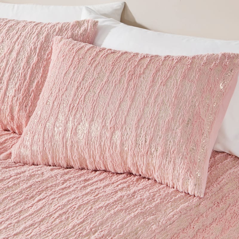 Intelligent Design Alaia Metallic Print Synthetic Fur Duvet Cover Set