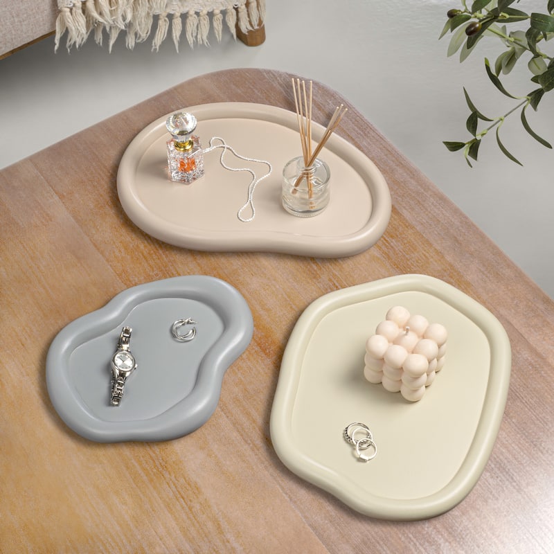 Grace Contemporary Concrete Decorative Cloud Jewelry Trays (Set of 3)