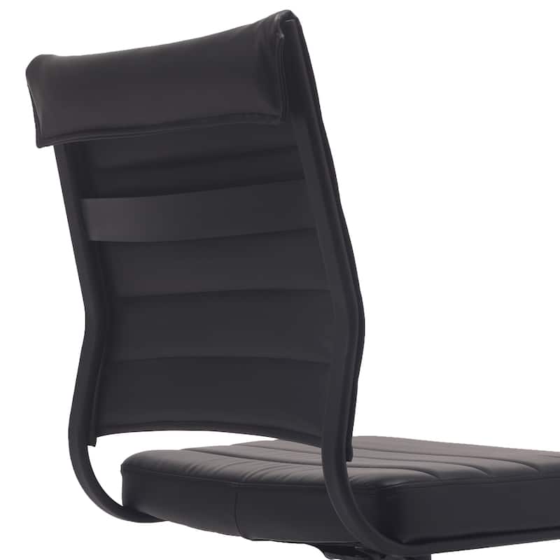 (Retired) Ergonomic Executive Mid back PU Leather Office Chair Armless Side No Arms Tilt With Wheels and Padded Cushioned Seat