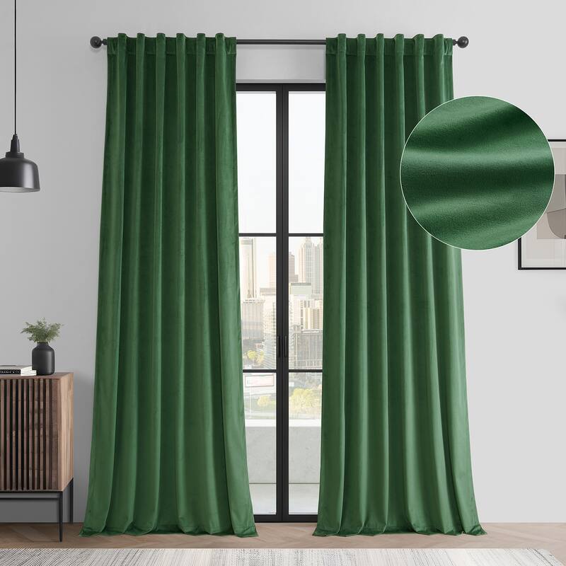 Exclusive Fabrics Basic Deluxe Velvet Room Darkening Curtain Pair - 2 Panels Window Curtains