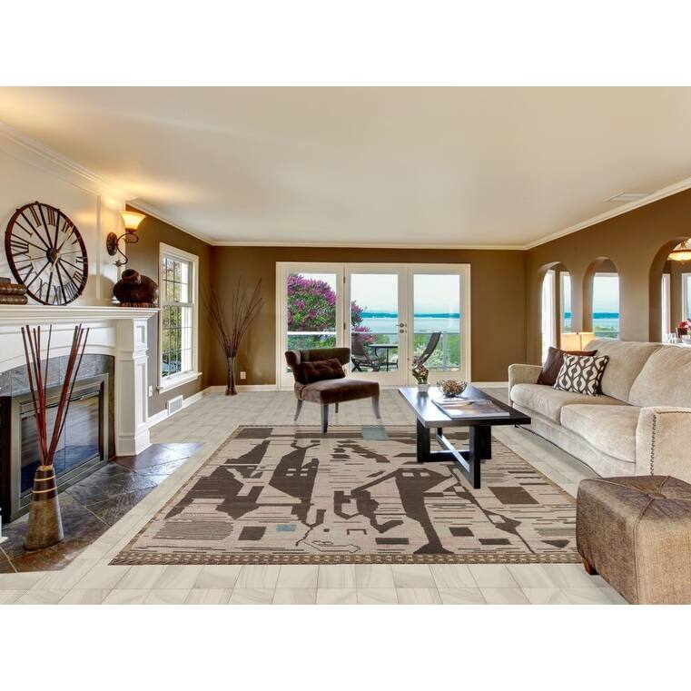 Abstract Moroccan Modern Area Rug Handmade Wool Carpet - 8'0" x 11'11"