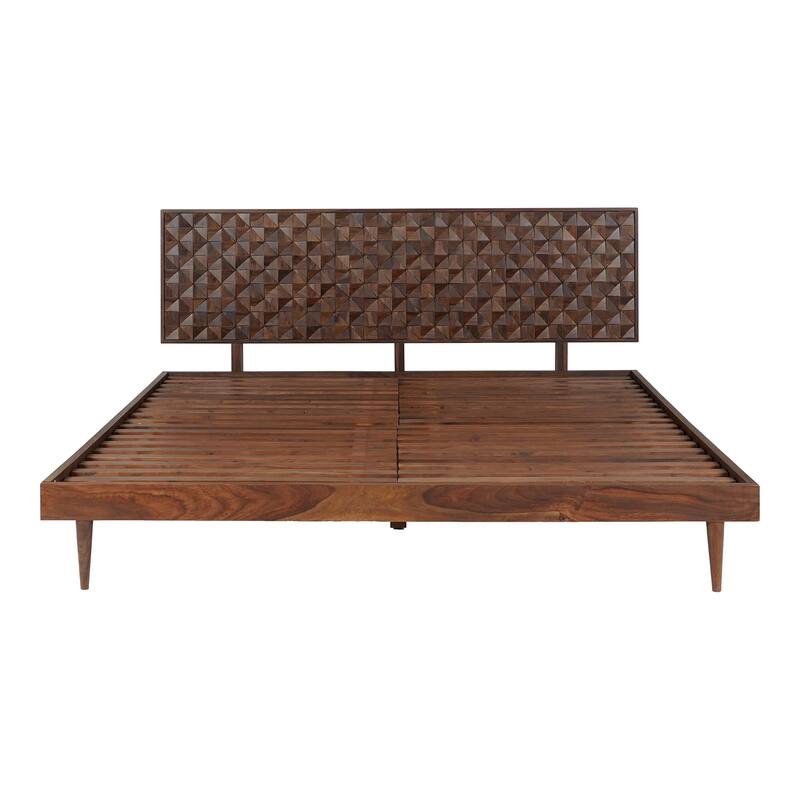 King Size Bed Frame - Baroque Style Bed Brown Wood Platform Bed