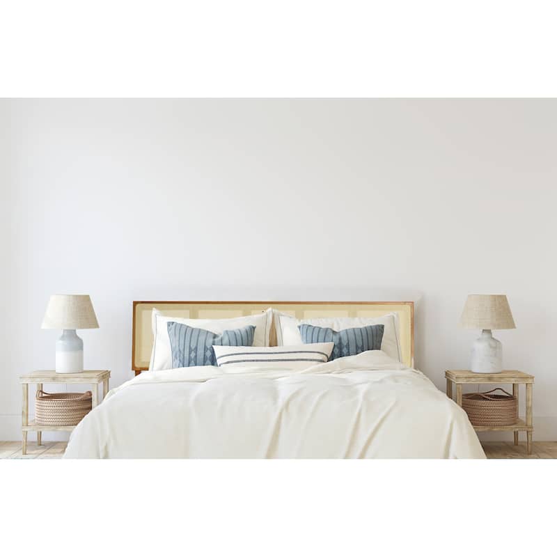 Crawford Solid Wood Bed with Woven Cane Headboard