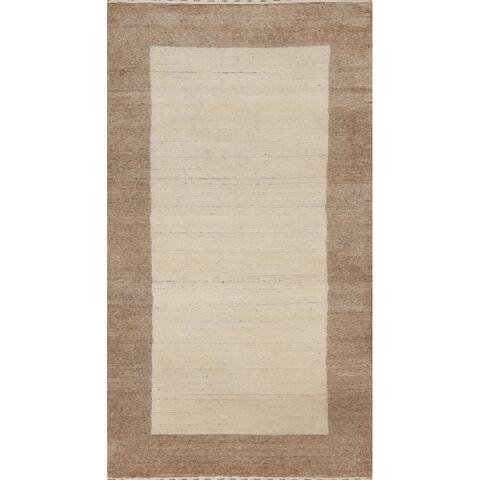Bordered Contemporary Gabbeh Oriental Rug Hand-knotted Wool Carpet - 2'4" x 4'5"