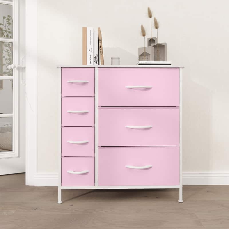 Moasis 7-drawer Bedroom Fabric Dresser Storage Tower with Wood Top