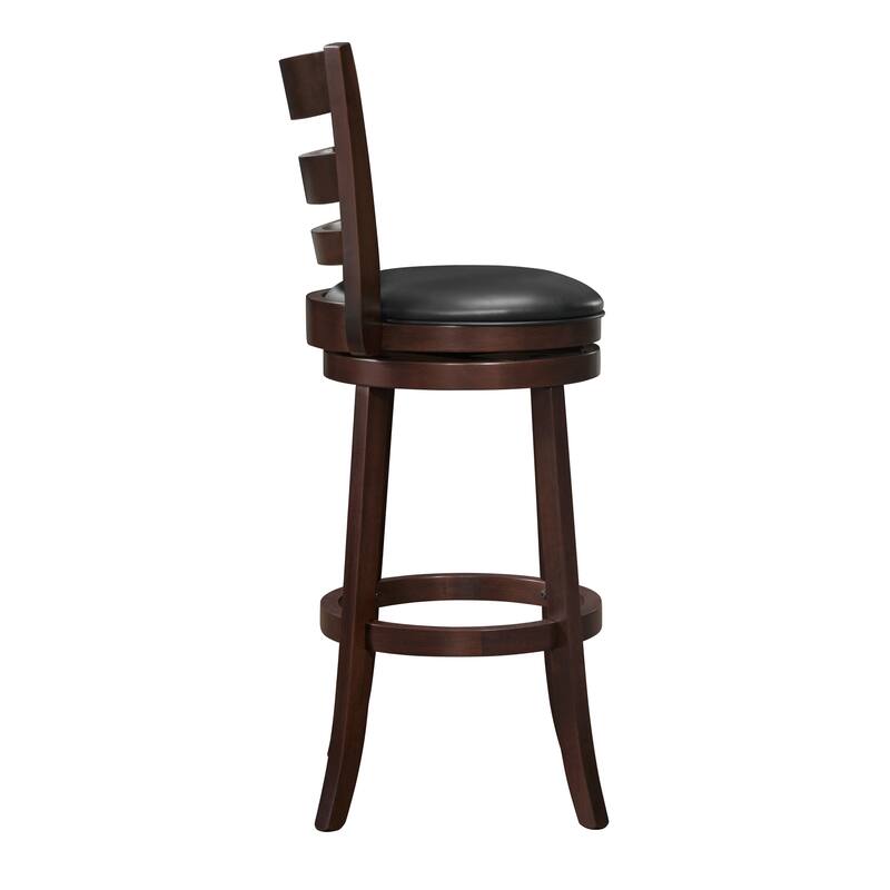 360-Degree Swivel Bar Chair - Dark Cherry Finish Solid Wood with Footrest