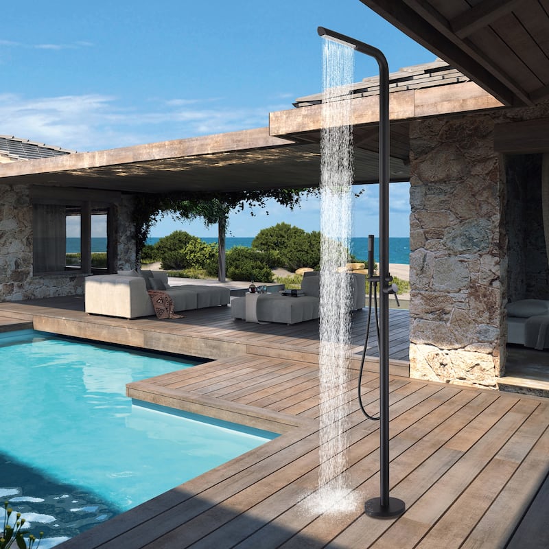 87.5"H Stainless Steel Freestanding Outdoor Shower with Handheld Shower