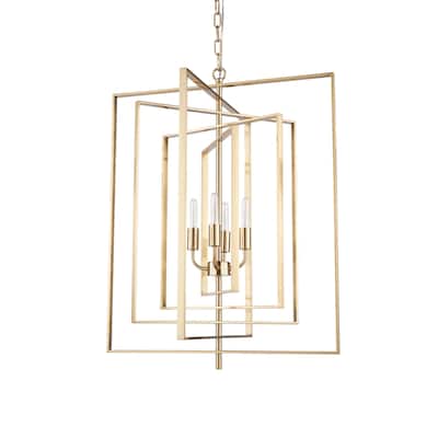 Colleen Antiqued Gold Metal 4-Light Chandelier - 23.6L x 23.6W x 29.9H