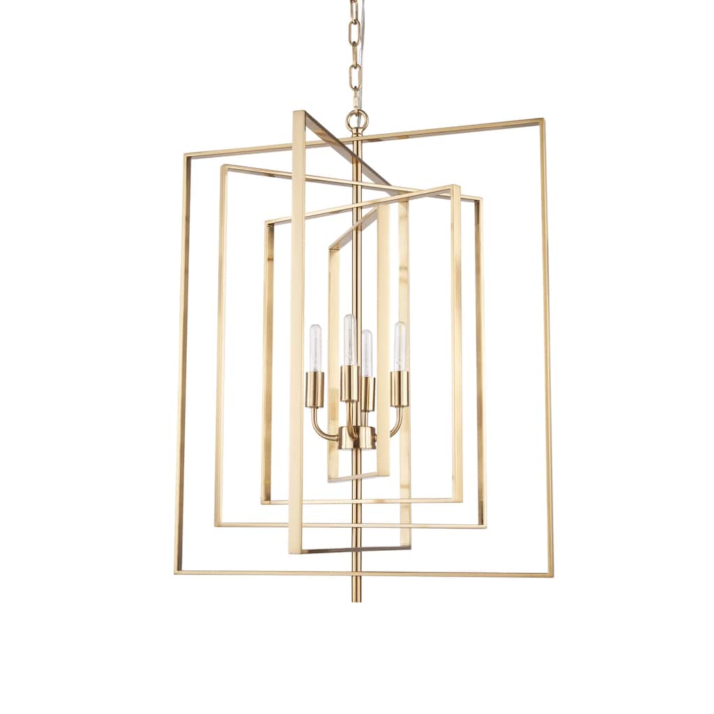 Colleen Antiqued Gold Metal 4-Light Chandelier - 23.6L x 23.6W x 29.9H