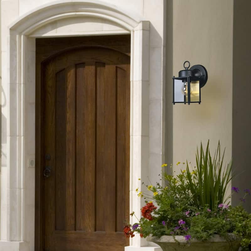 Black 1-Light Outdoor Line Voltage Hardwired Porch Light Wall Sconce