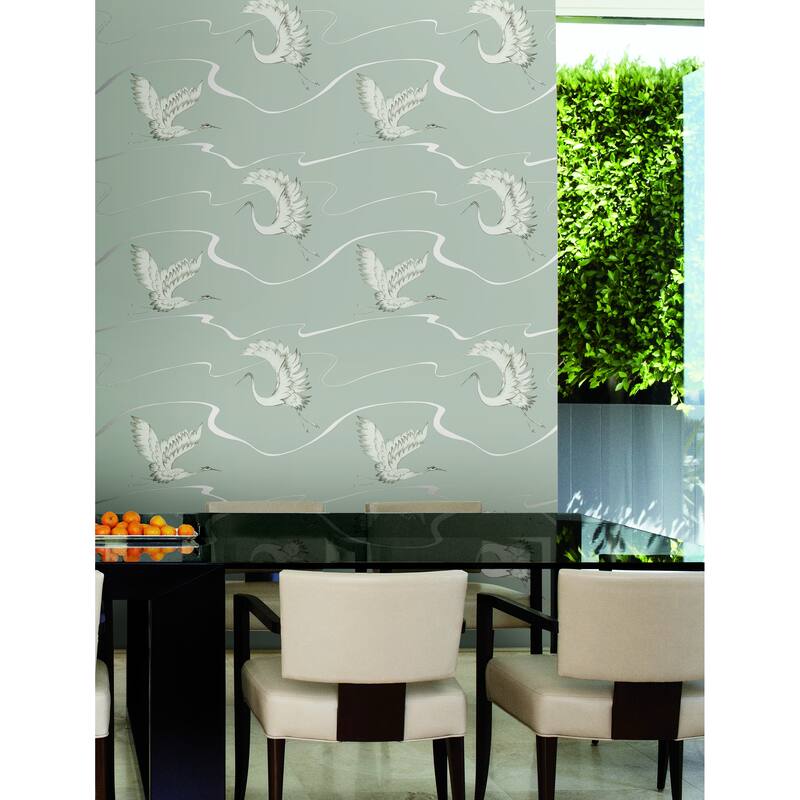 Metz Vinyl Soaring Cranes Wallpaper 27 in x 27 ft = 60.75 sq ft