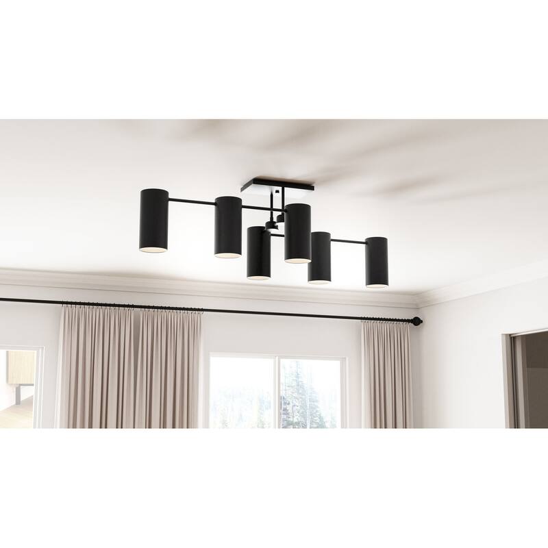 Foreland 6-Light Matte Black Semi-Flush Mount