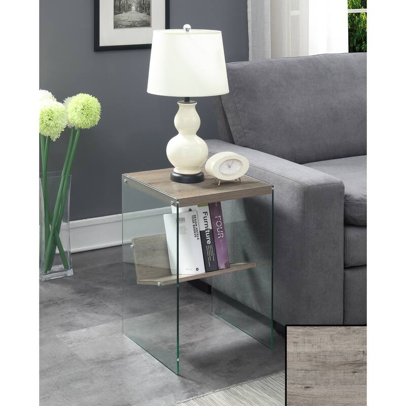 Convenience Concepts SoHo Glass End Table with Shelf - Sandstone/Glass