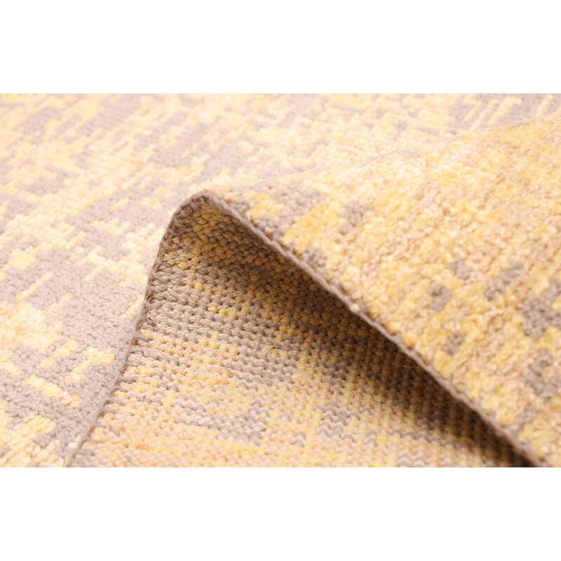 ECARPETGALLERY Hand-knotted Elysian Light Gold Silk, Wool Rug - 6'7 x 9'11