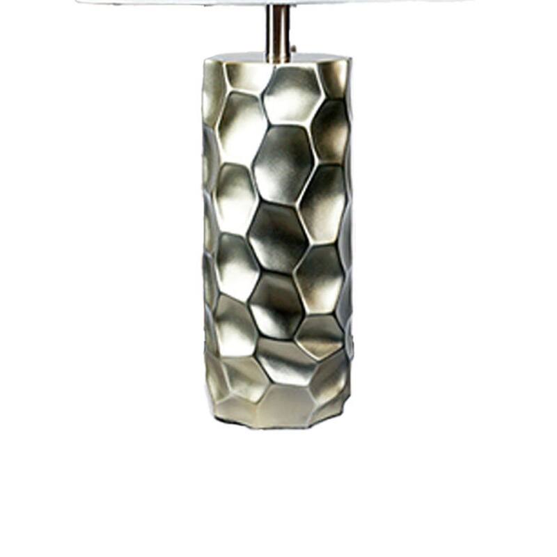 Limy 2pc Table Lamp Set, White Shade, Silver Resin Base, 29 Inch