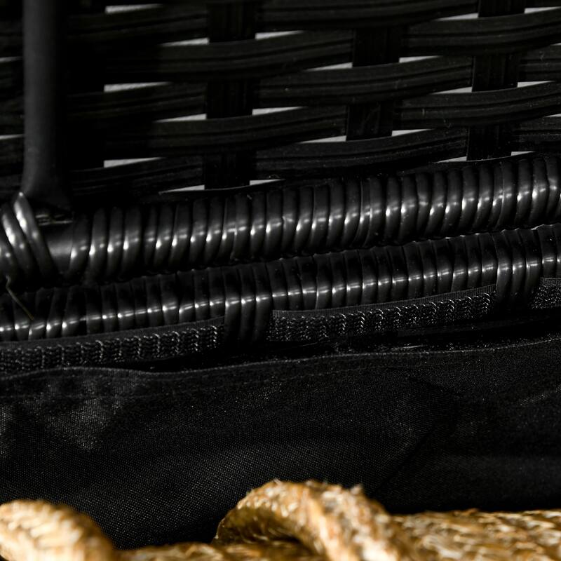 Outsunny Outdoor Deck Box & Shoe Storage, PE Rattan Wicker Towel Rack with Liner