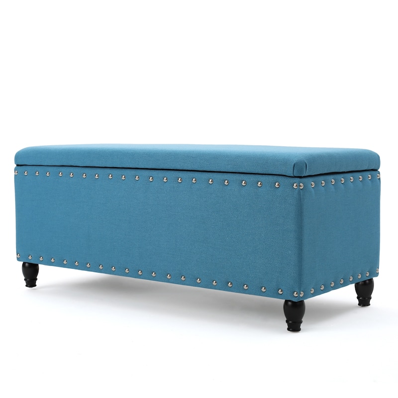 Tatiana Contemporary Fabric Storage Ottoman with Nailhead Trim by Christopher Knight Home
