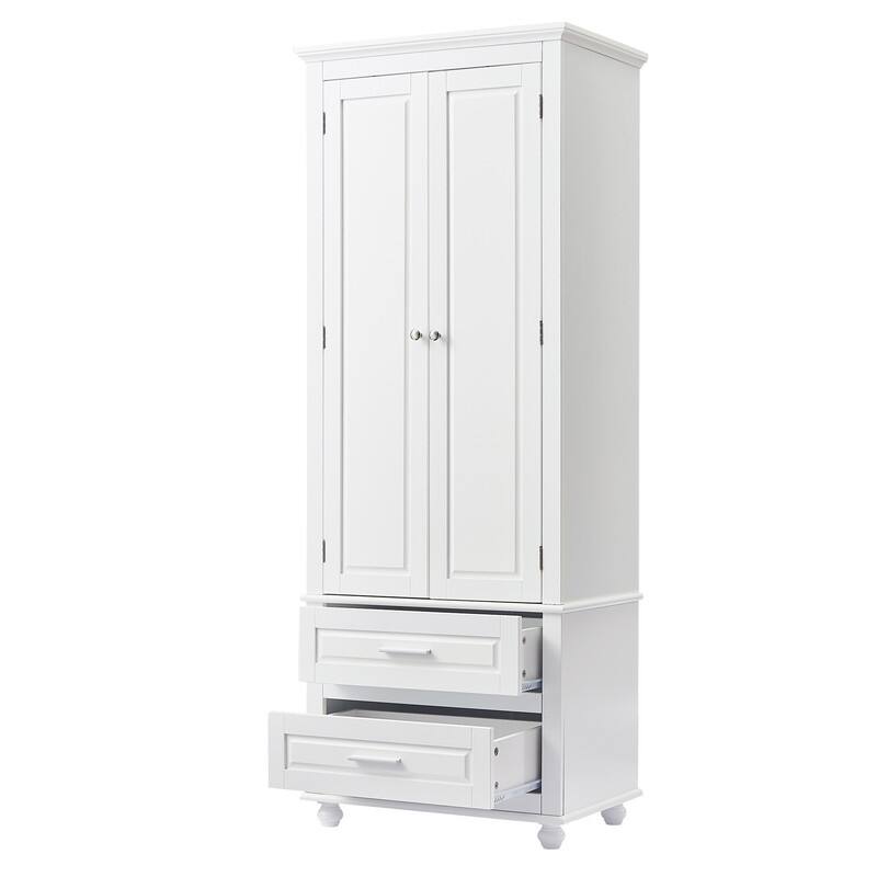 Bathroom Storage Cabinet, Freestanding Storage Cabinet with Adjustable Shelf & Storage Drawers, Tall Linen Tower for Bathroom