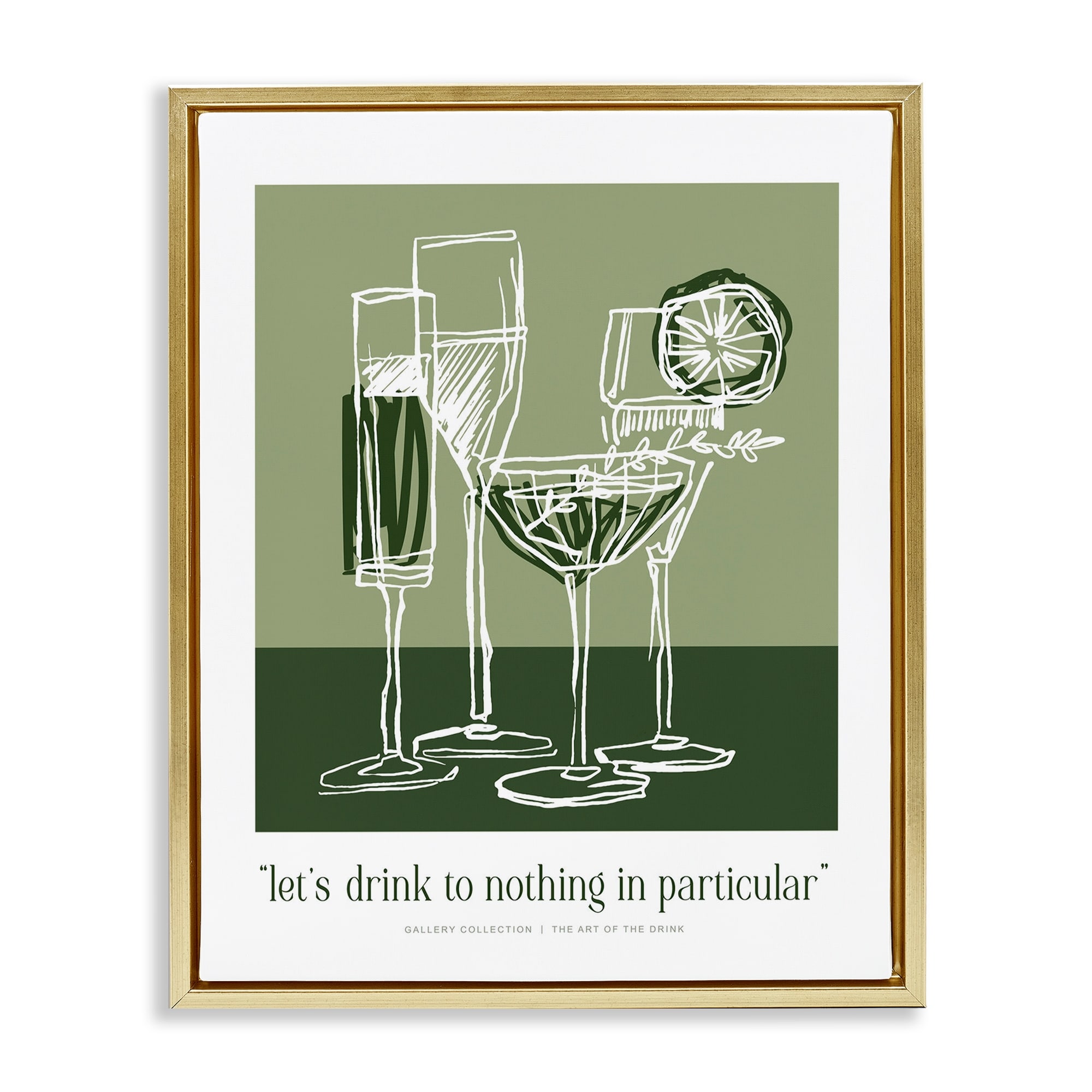 Stupell Green Drink Toast Phrase Framed Floater Canvas Wall Art Design By Lettered and Lined