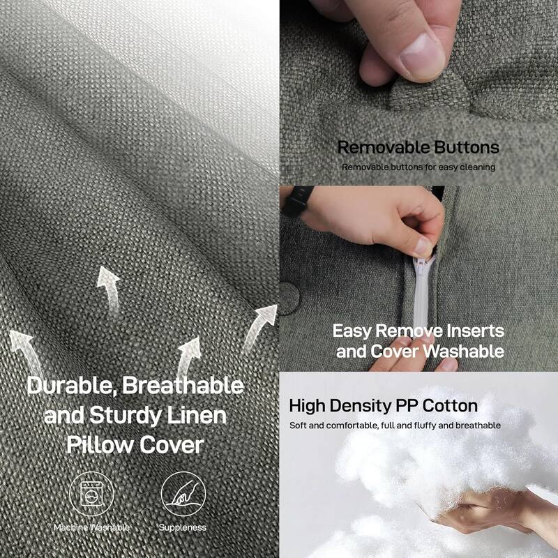 WOWMAX Sectional Headboard Pillow, Zipper Design Combinable Ergonomic Reading Pillow for Sitting in Bed