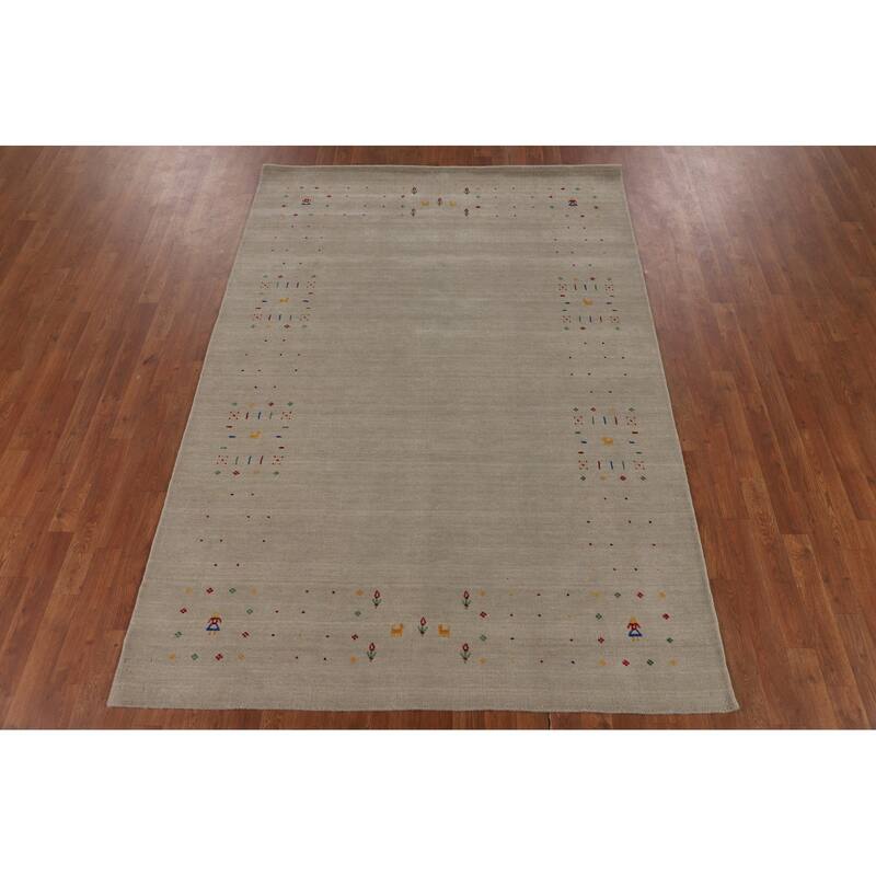 Tribal Gabbeh Oriental Area Rug Handmade Wool Carpet - 5'6"x 7'10"