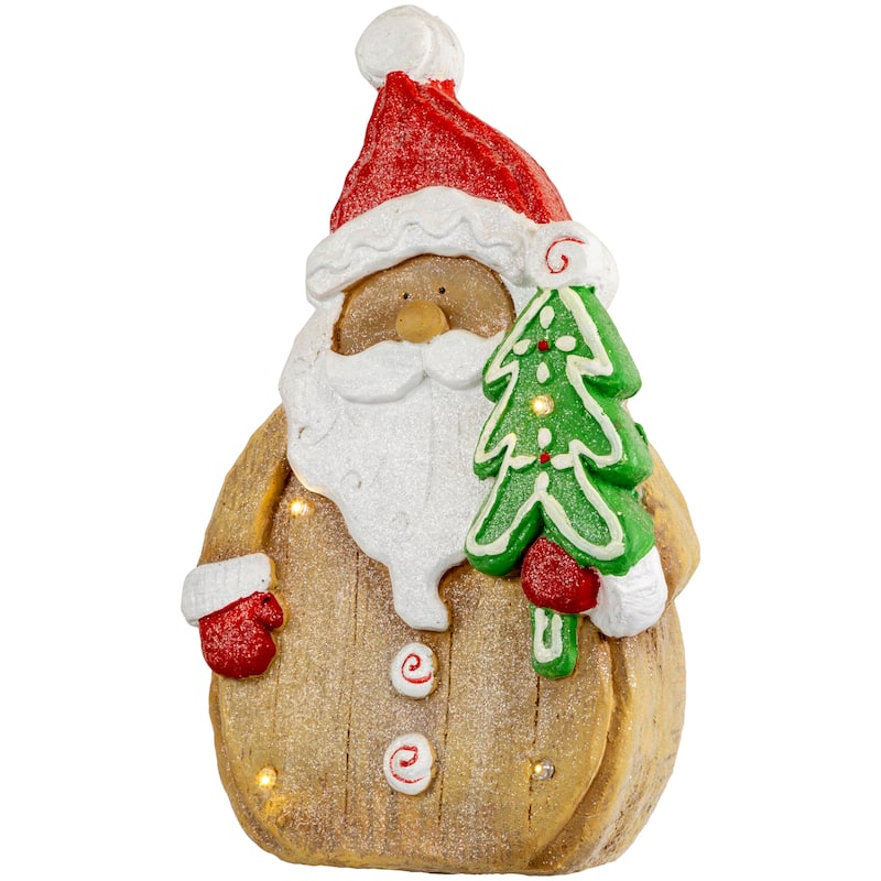 LED Lighted Gingerbread Santa Claus Glittered Christmas Figure - 15.5"