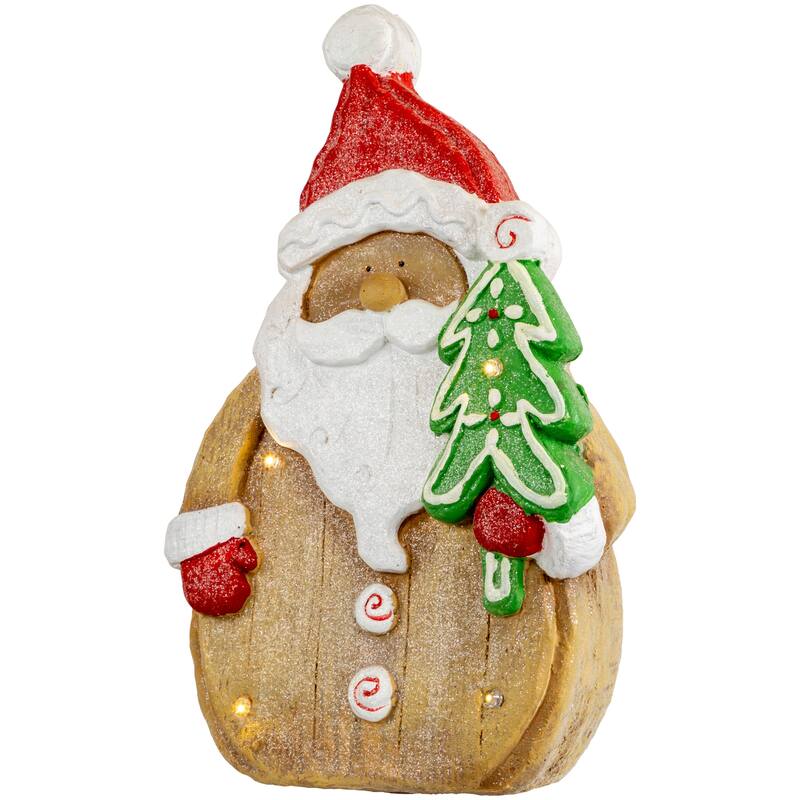 LED Lighted Gingerbread Santa Claus Glittered Christmas Figure - 15.5"