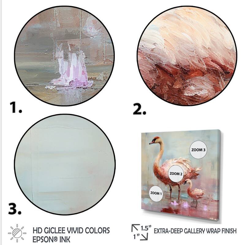 Designart "Pink Blooming Swan Beauty" Swans Wall Decor Pink Modern Entryway Framed Wall Art Print